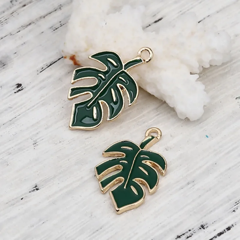 DoreenBeads подвески из цинкового сплава листья KC золотой цвет зеленая эмаль для