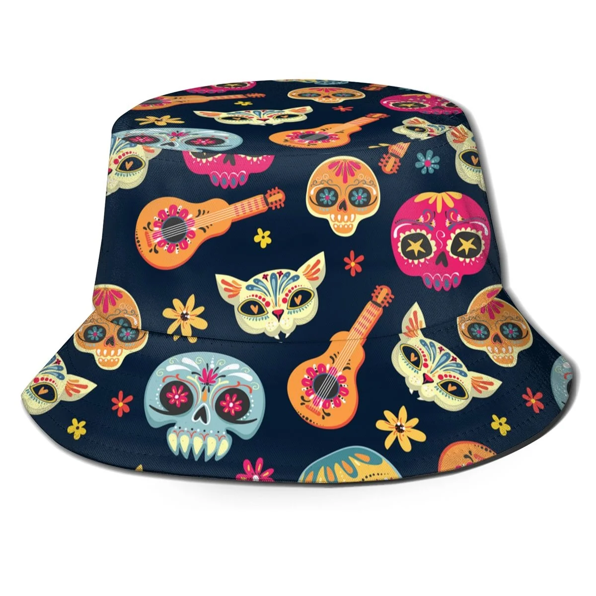 

2021 New Summer Sugar Skull Bucket Hat For Women Men Outdoor Foldable Bob Fisherman Hat adult Sun Hat