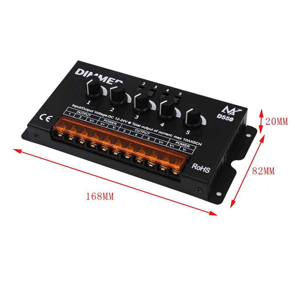 DC12-24V LED Strip 5 Circuits Single Color Dimmer 50A 10Ax5CH High Speed Amplifier Controller for Led lights | Лампы и освещение