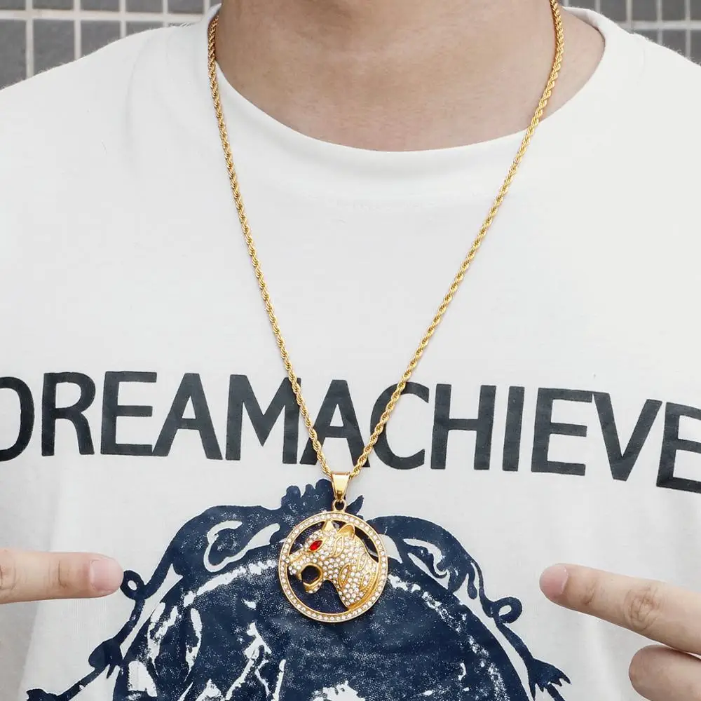 Ожерелье Fongten с подвеской в виде головы тигра и леопарда для мужчин из