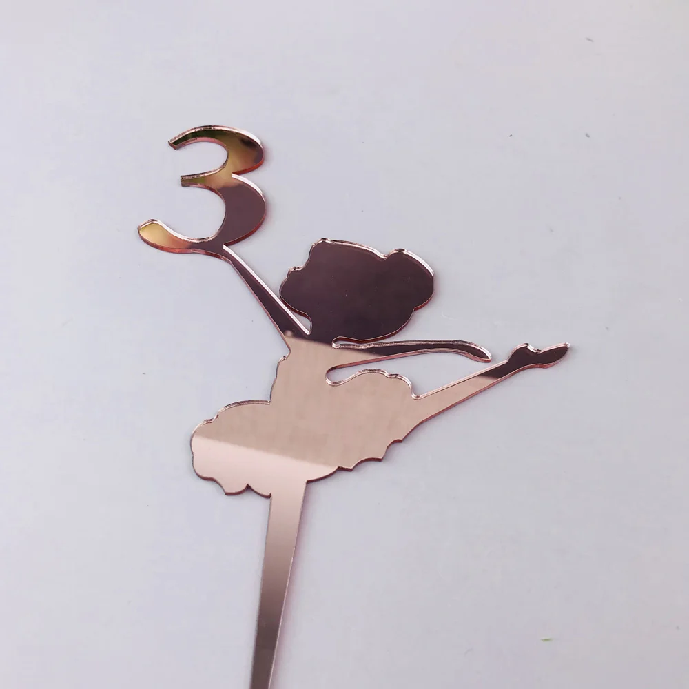 Personalized Happy Birthday mirror rose Cake Topper Custom Ballet girl age like to dance Party Decor | Дом и сад