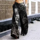 Хиппи Хэллоуин брюки Мешковатые Бохо Широкие штаны с карманами с принтом множества черепов нижние Свободные повседневные штаны для бега брюки