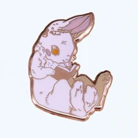 custom cute reading rabbit cartoon brooch for clothes hard enamel welcome to customize your badge