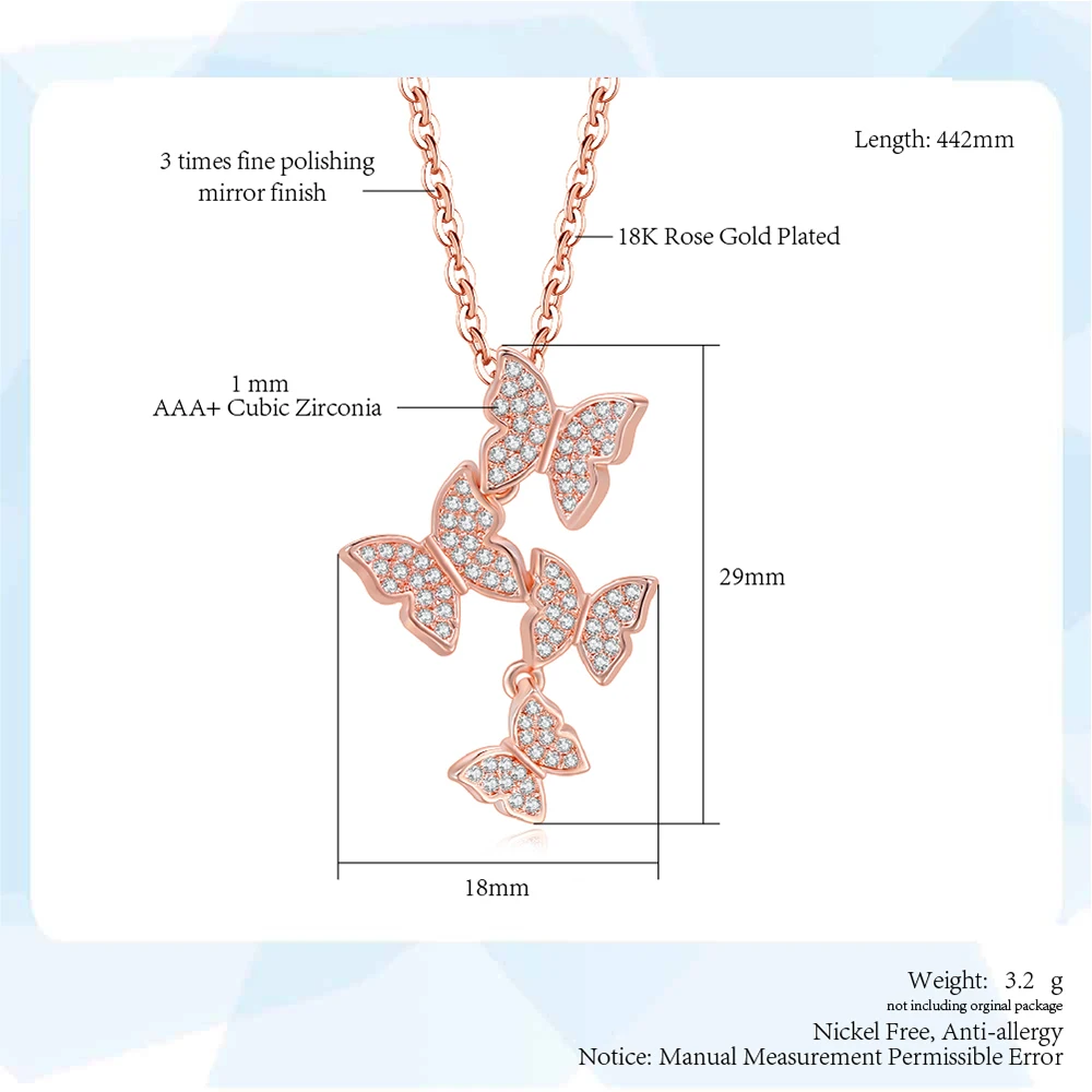 Женская цепочка с кубическим цирконием в виде бабочки | Украшения и аксессуары