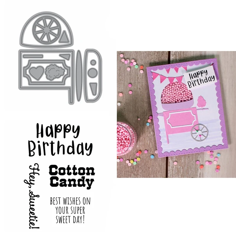 

2 шт./лот Cotton Candy подставка прозрачный Набор печатей и координации умирает письма с днем рождения мелкий прозрачный штамп для скрапбукинга "с...