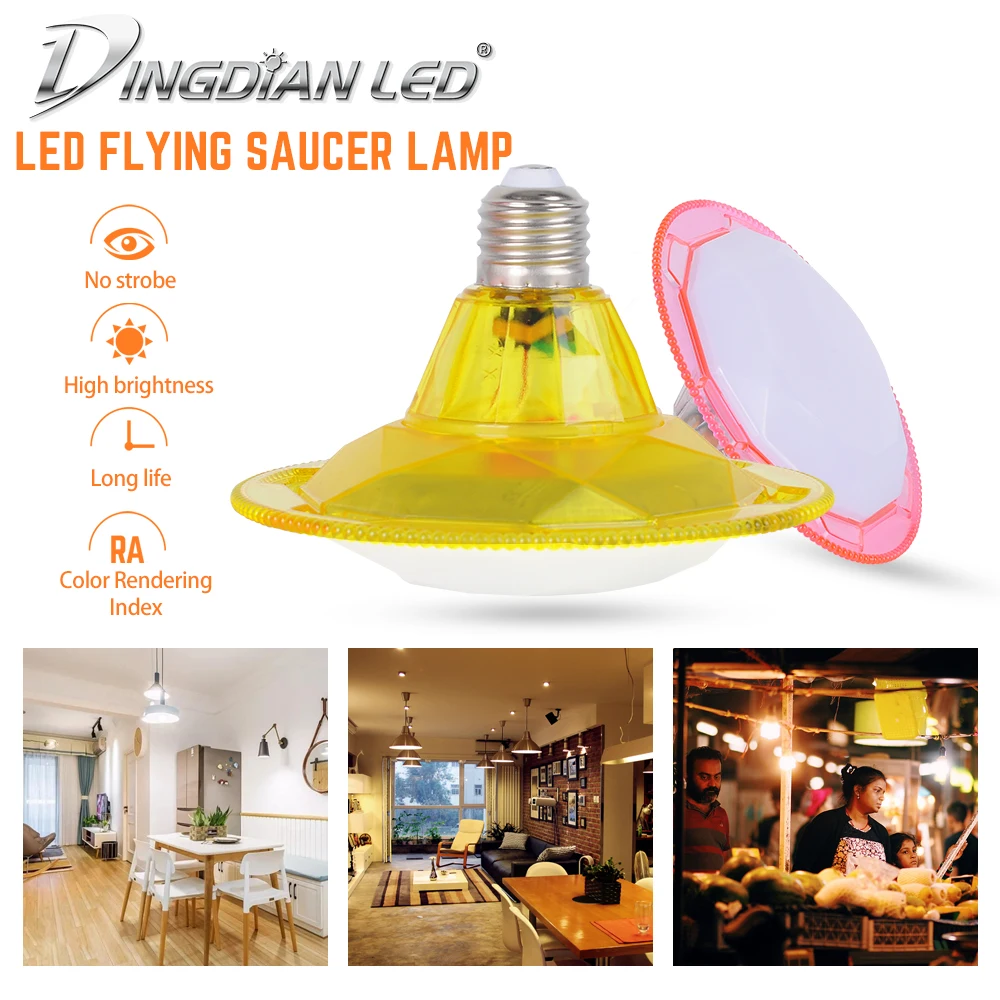 

LED Flying Saucer Lamp UFO LED Light Bulb AC220V E27 30W Xtra Brightness Indoor Home Decoration Lamp Bedroom Office Lightings