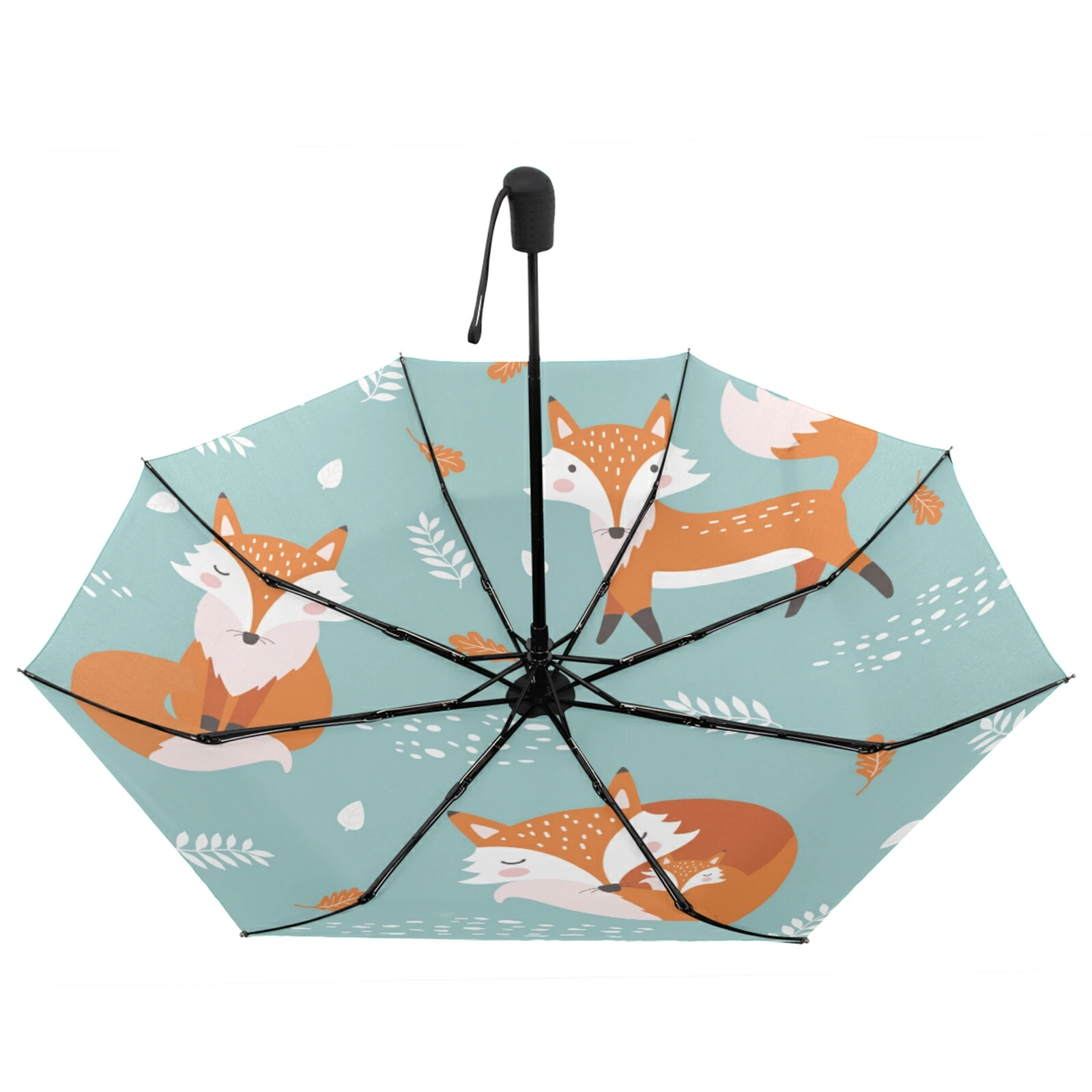Полностью автоматический складной зонт с рисунком милой лисы уличный дорожный
