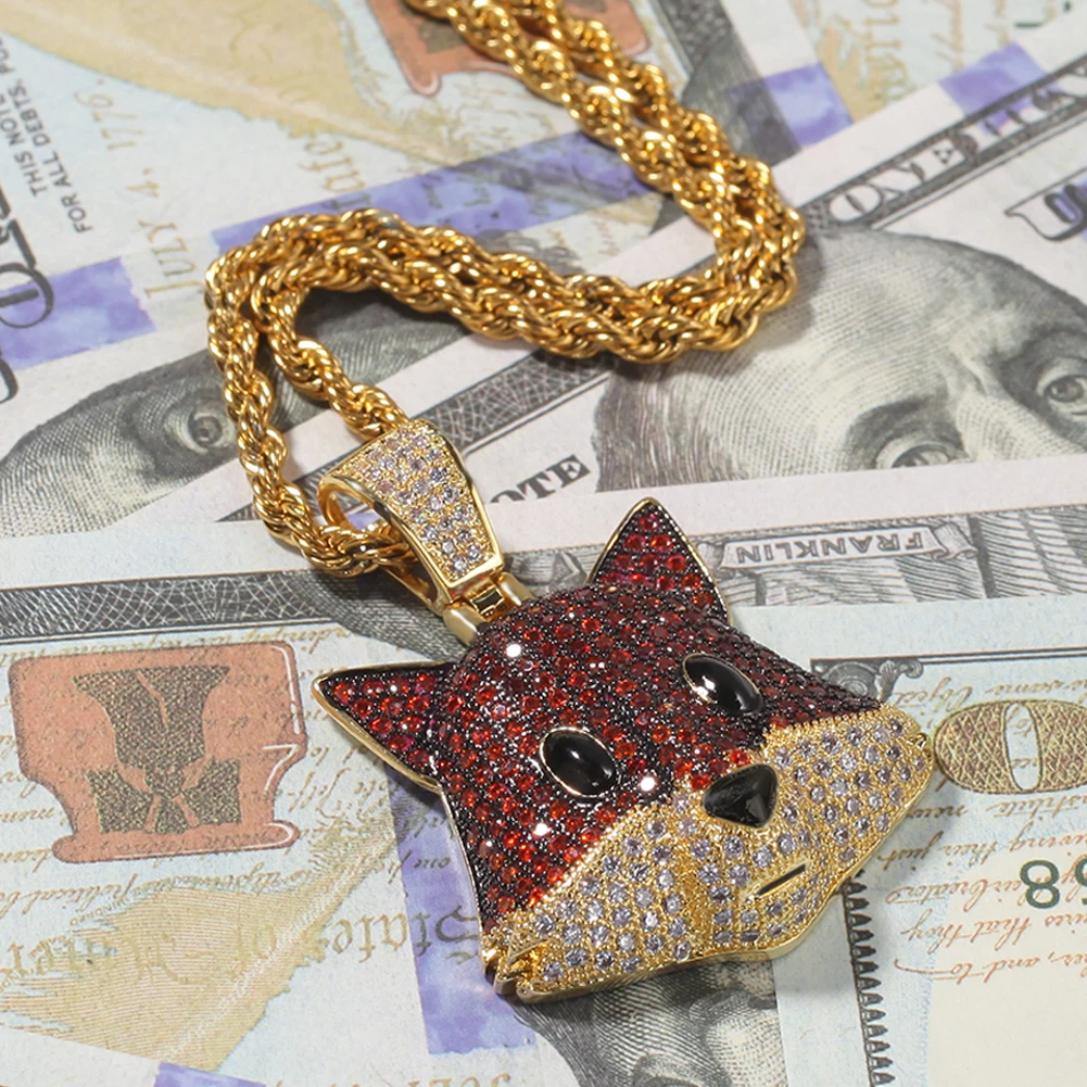 UWIN лиса Полный CZ кулон милый Bling медный материал ожерелье цепь Модные ювелирные изделия Хип-хоп