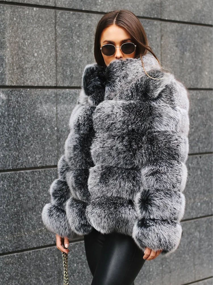 Leather women's Jacket 100% Natural Real Fur Fox Fur Coat Quality Fox Full Leather Fox Fur Jacket Stand Collar Women's Clothing enlarge