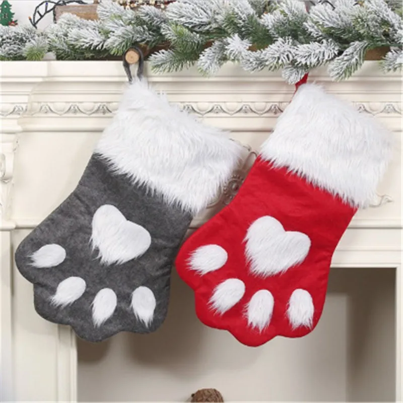 

Long-haired Dog Paw Socks Christmas Socks Christmas Tree Decoration Supplies Children's Gift Bag Pet Socks Candy Bag