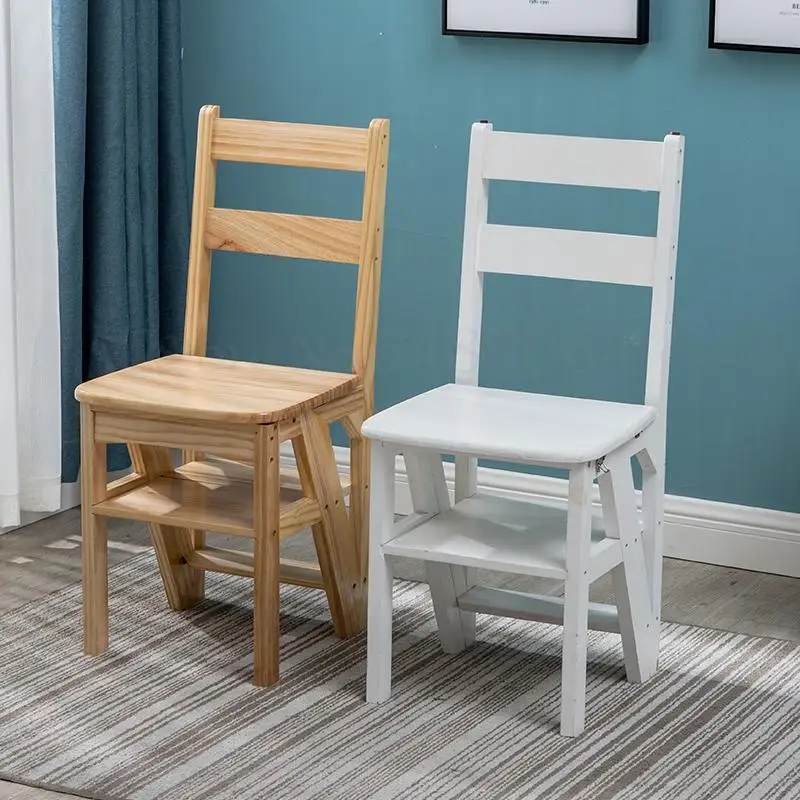 Твердая древесина складная лестница бытовые складной стул лестницы однотонное