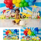 Фон для фотосъемки с изображением арбуза семьи украшения школьного автобуса радужные воздушные шары торта разбивают малыша на 1-й день рождения