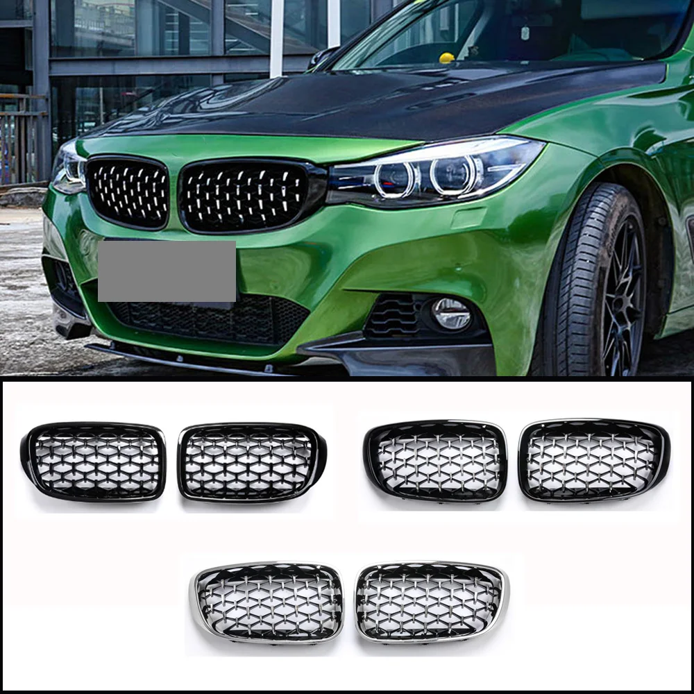 Алмазная решетка для BMW 3 серии GT F34 Gran Turismo 320i 328i 330i 335i 340i 325d Хром Черный