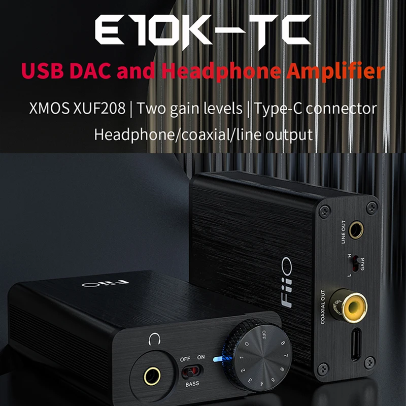 FiiO E10K-TC USB DAC усилитель наушников с XMOS XUF208 PCM 32 бит/384 кГц аудио 2.0