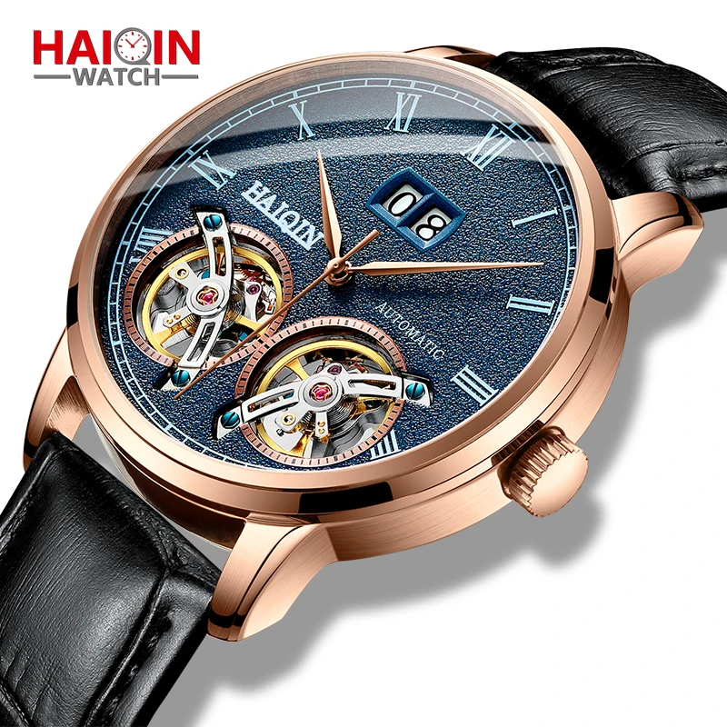 HAIQIN часы для мужчин автоматические механические мужские s двойной турбийон