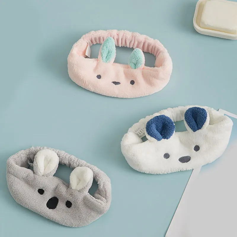 

Korean Fashion Cute Cartoon Plush Bow Headbands Wash Face soft Hairband Makeup Headwrap Turban Elastic Headband Hair Accessories