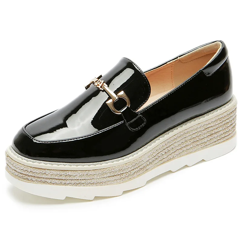 2021 женская обувь на толстой мягкой подошве из Pu искусственной кожи кожаные туфли