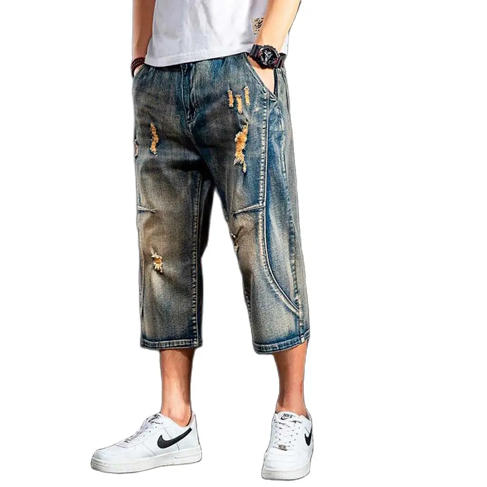 

Summer Fashion Distressed Ripped Baggy Shorts Men Casual Boardshorts Straight Denim Short Pants Streetwear Plus Size Clothing