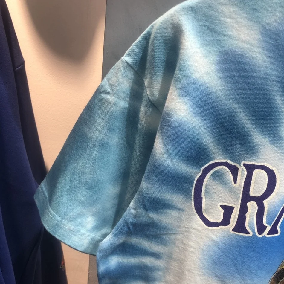 

Dye Blue Tie Circle Printing T Shirts Women Unisex Top Tees T-shirt oversized t shirt men clothing harajuku shirts for girls