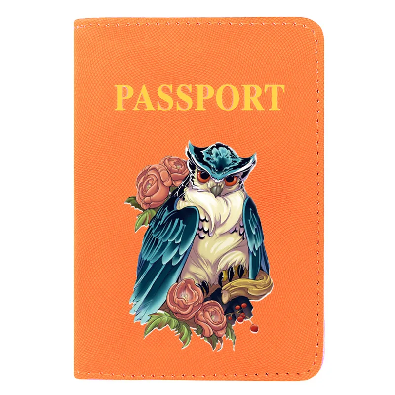 

Classic Fashion Charm Flower Owl Printing Men Women Leather Travel Passport Cover