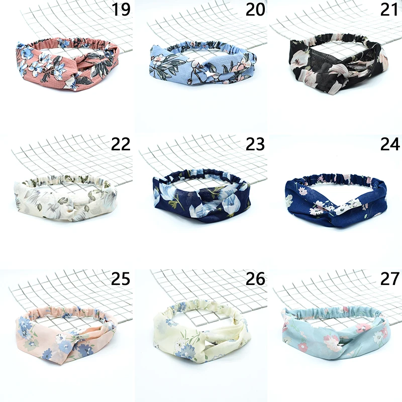 

Fashion Cross Knot Headband Woman Korean Silk Print Hairband Elastic Hair Bands Soft Girls bandage head Hair Accessories