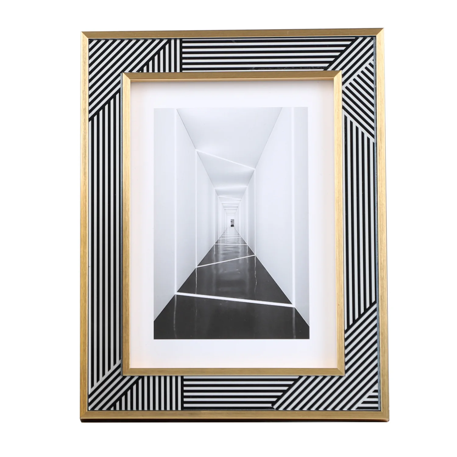 

6/7 дюймовая акриловая черно-белая полосатая цельная деревянная рама украшения для гостиной