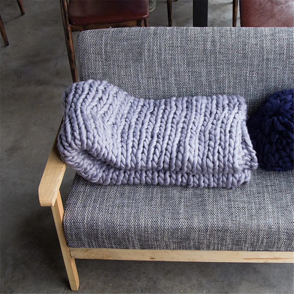 Полиэфирное вязаное одеяло s пряжа ручная вязка теплое крупное дешевое толстое