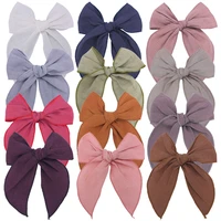 38pclot new 6inch solid embroidery hair bow hair clips kids cotton bows hairpins for baby girls barrettes hairpins child hair