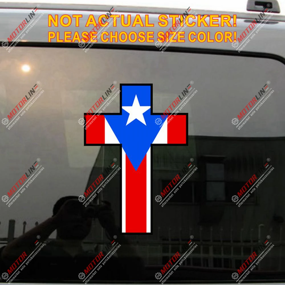 Флаг Пуэрто-Рико PR Jesus Cross наклейка с изображением бога виниловая Светоотражающая