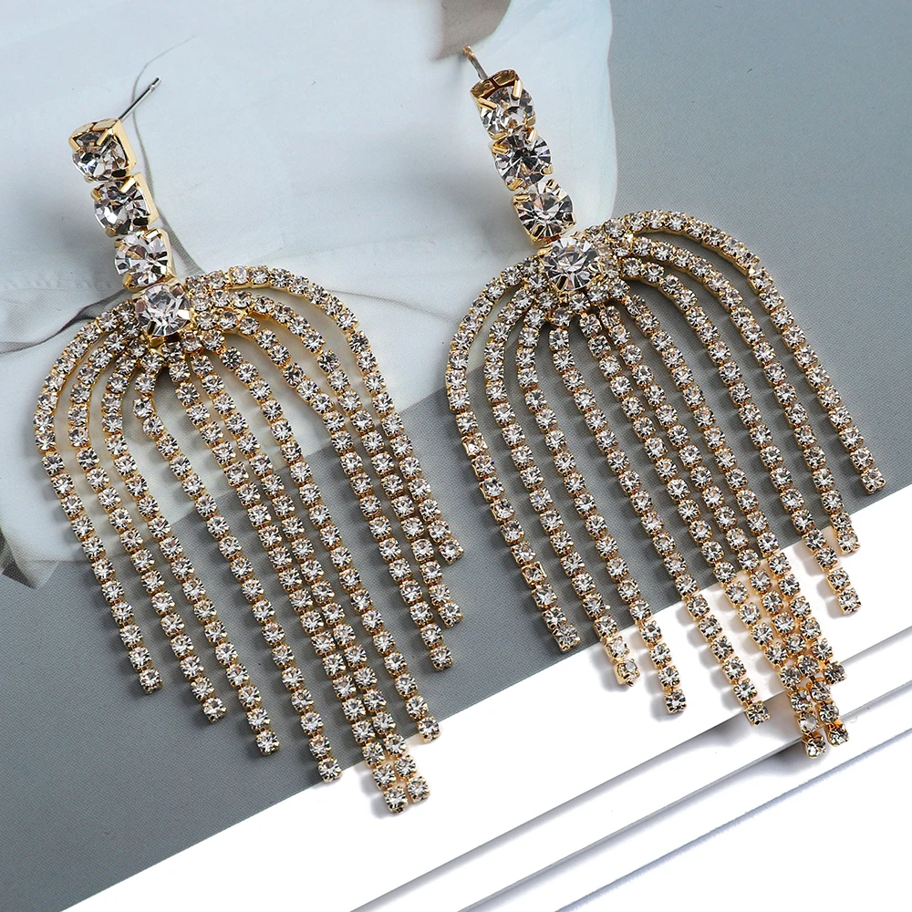 

Irregular Tassel Pendant Jewelry Fashion Sweet Sparkly Crystal Dangle Earrings For Women Girl Wedding Party Ear Accessories