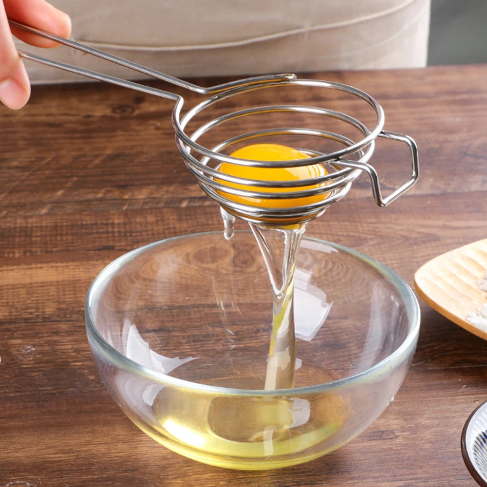 

Egg White Separator Egg Yolk Remover Divider Long Handle Spiral Stainless Steel Egg Separator Egg Spoon Utensils Kitchen Tools
