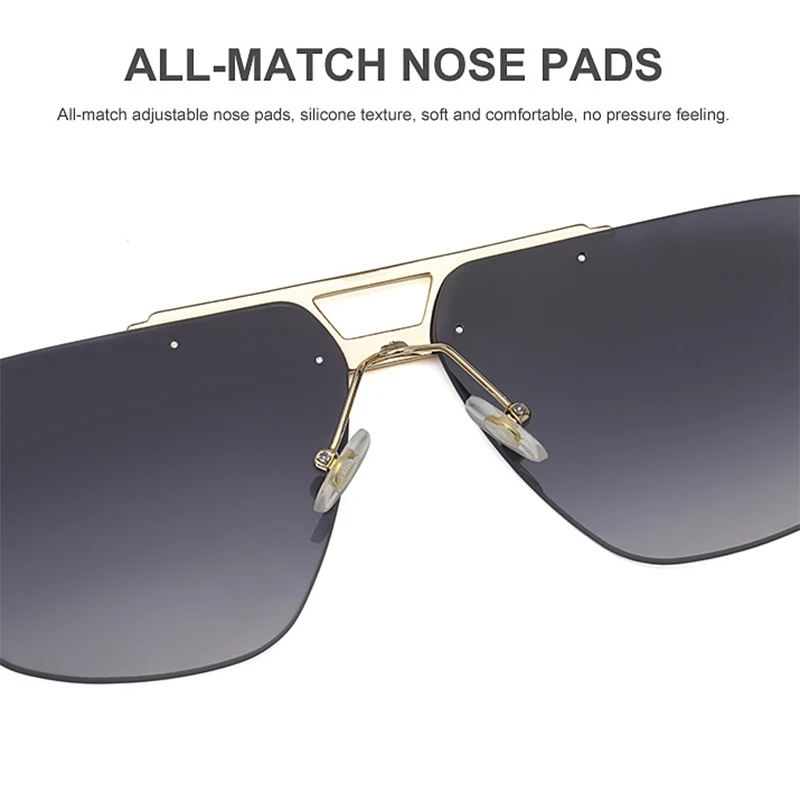 

2021 Rimless Sunglasses Fashion Big Frame Men Sunglasses Women Tide Vintage Lunette De Soleil Femme Square Glasses Gafas De Sol