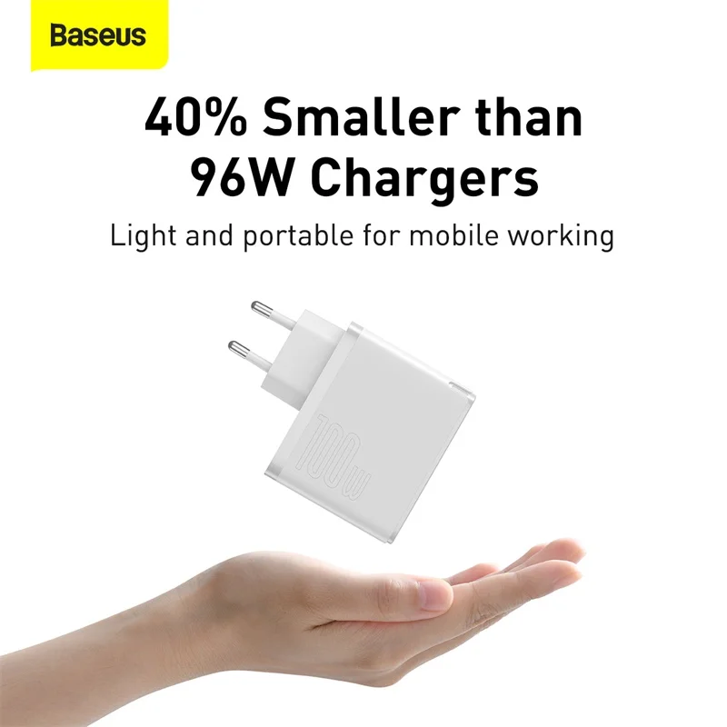 baseus 100w gan charger type c usb charger pd 3 0 qc 5 0 pps quick charge for iphone 12 xiaomi macbook portable phone charger free global shipping