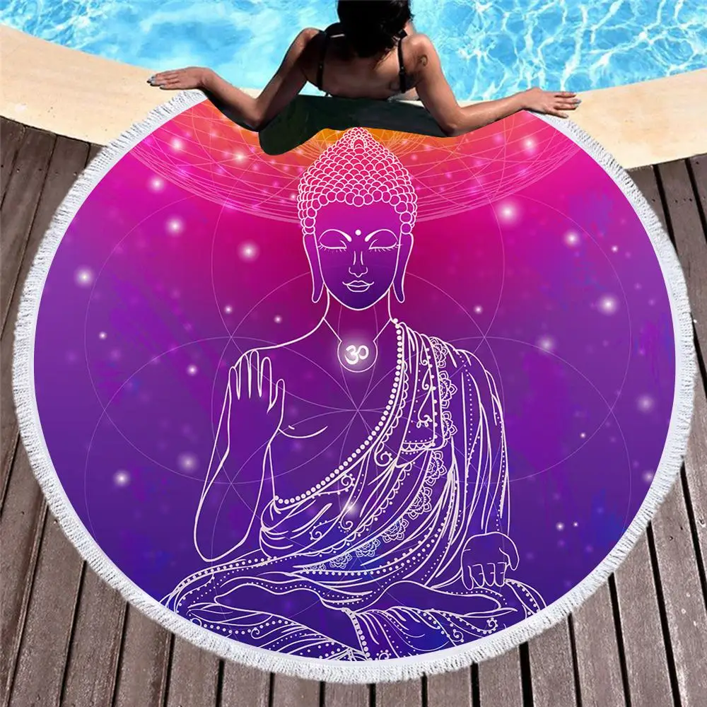 Бесплатная доставка этническая мандала золотой фиолетовый Будда цветок лотоса