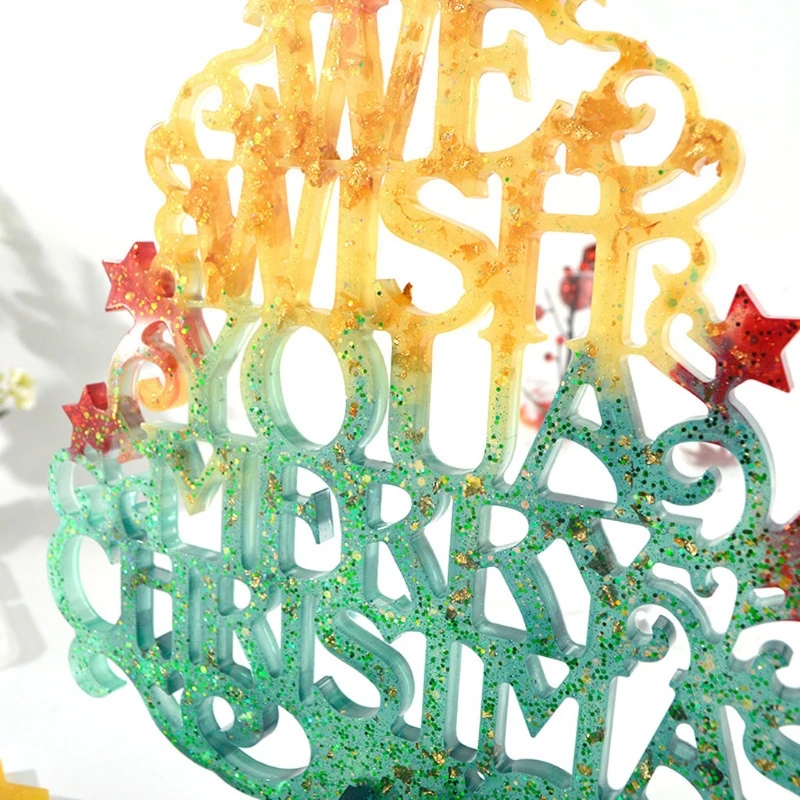 

95AB Christmas Tree Ornaments Epoxy Resin Mold Merry Christmas Home Decor Silicone Mould Christmas Theme Feastival Art Crafts