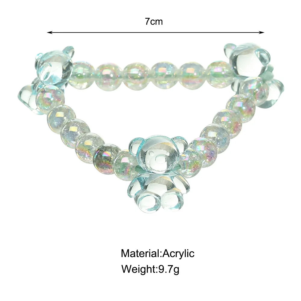 

Acrylic Women Hair Ties Elastic Rubber Bands Girl Crystal Bear Korean Bracelet Head Accessories Handmade Horsetail Wholesale
