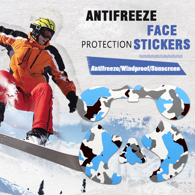 

Antifreeze Face Paste Cotton Sunscreen Professional Kinesiology Tape Sport Skiing Windproof Anti-UV Protector Face Stickers Camo