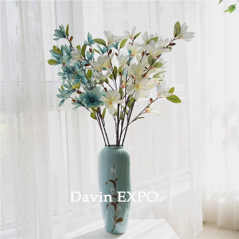 

5pcs Long Artificial flowers Silk Magnolia Bride bouquet wedding home diy decoration accessories for vase flower arrangement