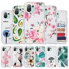 Чехол 6,55 дюйма для Xiaomi Mi 11 Lite, мягкий силиконовый чехол с подушкой безопасности для Xiaomi Mi11, Mi 11 Lite, 11i, чехол с цветочным принтом, листьями, авокадо, чехол