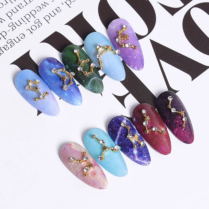 12 Constellation Shape Nail Art Decorations 3D Alloy Rhinestones Creative Jewelry Decor Wheel DIY Manicure Accessories | Красота и