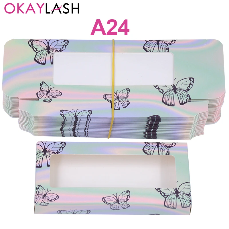 

OKAYLASH 10/50/100 Wholesale Bulk Lollipop Candy Eyelash Boxes Empty Rectangular 25mm Real Mink Eye Lash Packaging Case
