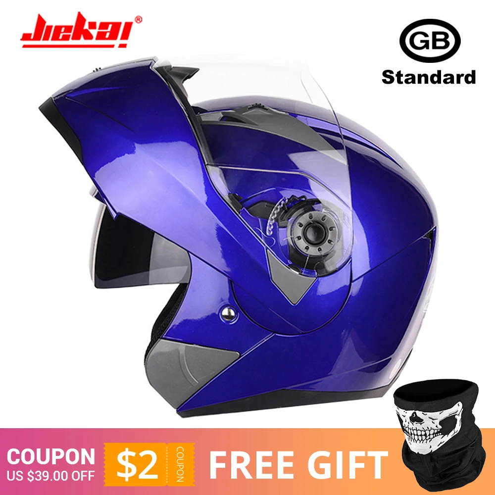JIEKAI 105 Blue Новинка, откидной мотоциклетный шлем, мотоциклетный, модульный, с двумя линзами, для мотокросса, мотоциклетный шлем, крушение, полное лицо, шлемы, Casco Moto Casque - Цвет: JIEKAI 105 Blue