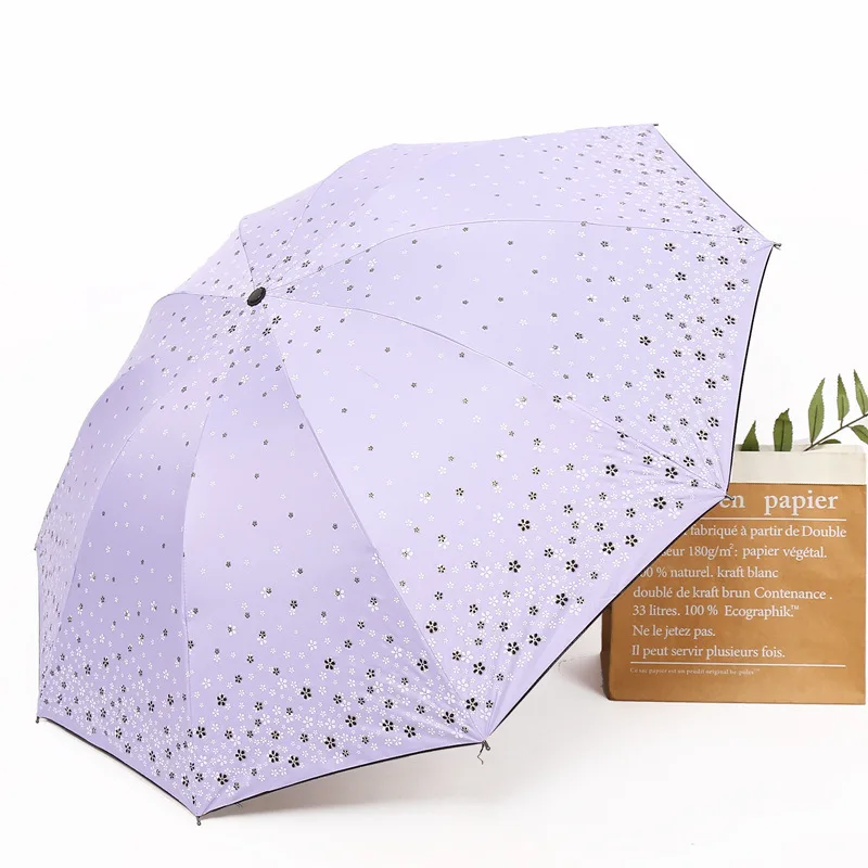 

Vinyl Folding Small Golden Flower Umbrella 10 Bone Creative Three-fold Umbrella Rain And Sun Dual-purpose Umbrella Gift Umbrella