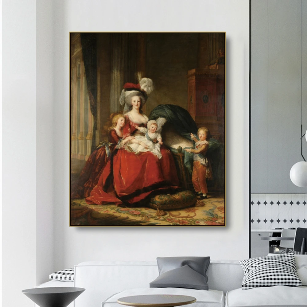 

Canvas Art Oil Painting《Marie Antoinette and her children》 Le Brun Art Poster Wall Decor Modern Home Decoration For Living room