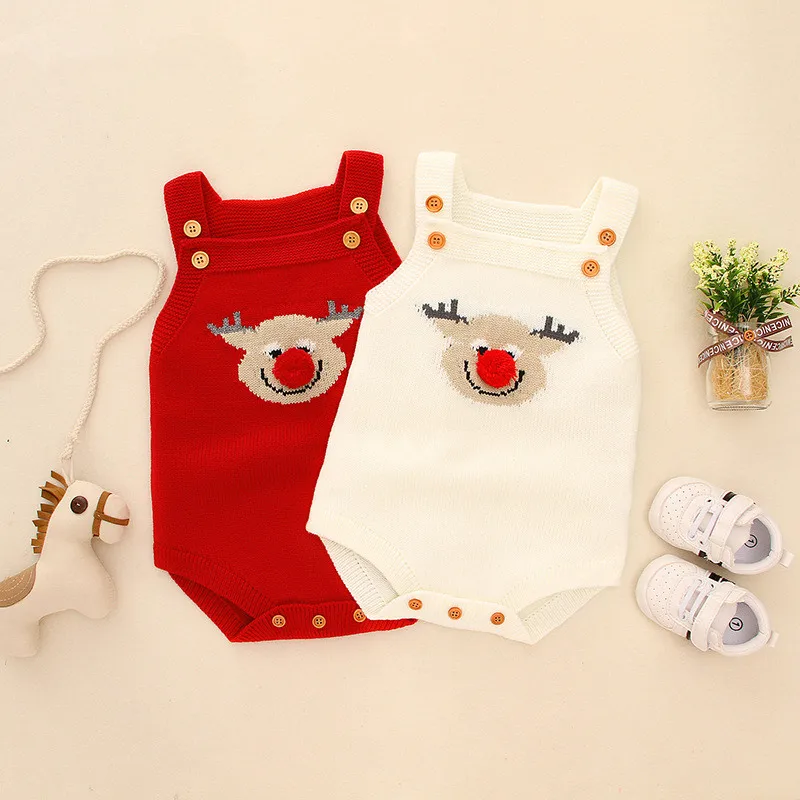 

Newborn Bebes Bodysuits Xmas Sleeveless Boys Girls Clothes Spring Autumn Knit Toddler Infant Jumpsuits 3D Cartoon Baby Wear