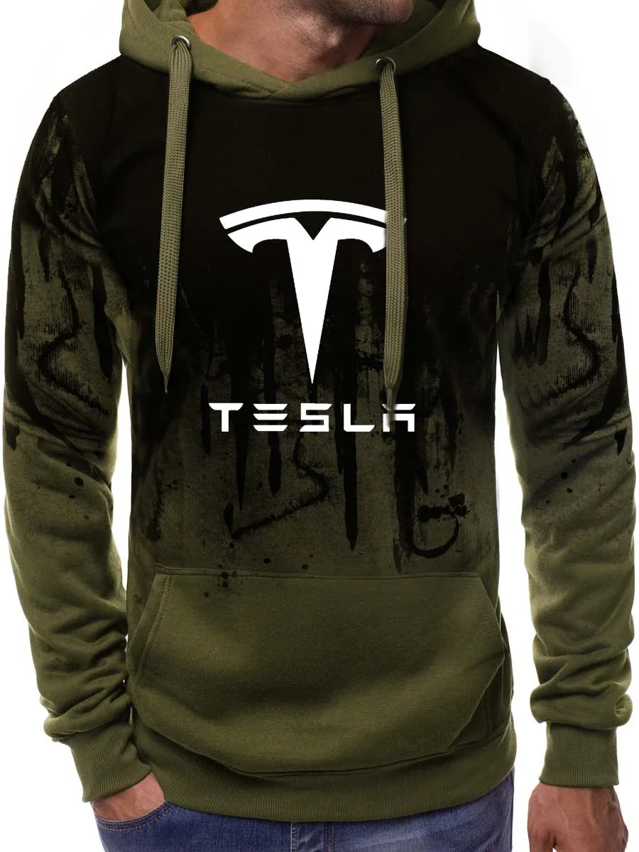 

Spring Autumn Men's Sweatshirt Tesla car Logo Printing Fashion Casual Men's Sport Sweatshirt Cotton High Quality Men's hoodie