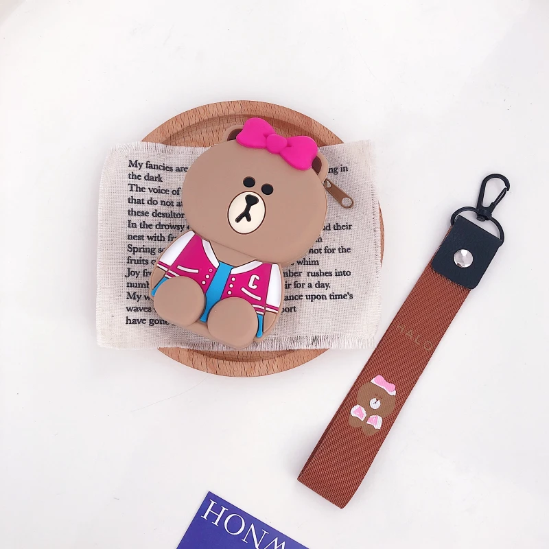 Милые Мультяшные женские кошельки, маленькая коробка для Airpods, чехол, силиконовый мини кошелек, дамская сумочка для карт, клатч, кошельки, женские кошельки и кошельки
