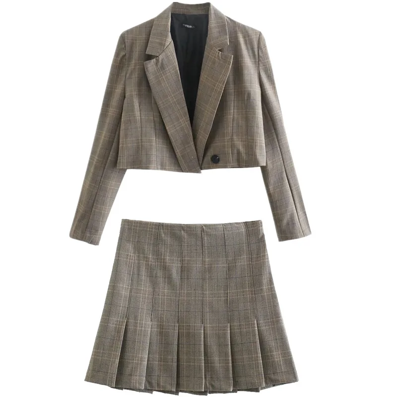 

Northflow Blazer und Rcke Frauen England stil Kurze Gefaltete Striped Plaid Blazer Feminino Femme Frauen Blazer und Jacken