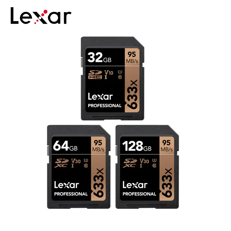 Карта памяти Lexar SD Card 32 Гб 64 128 ГБ 256 633x C10 SDXC флеш-накопитель для камеры | Компьютеры