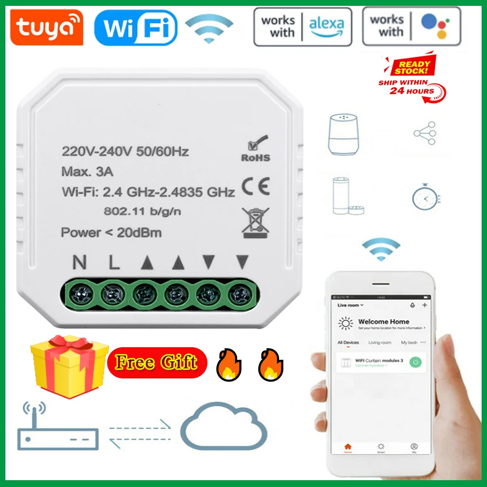 

Умный модуль занавесок Tuya, Wi-Fi инструмент «сделай сам» для умного дома, модуль переключателя для штор, совместимый с Alexa Google Home